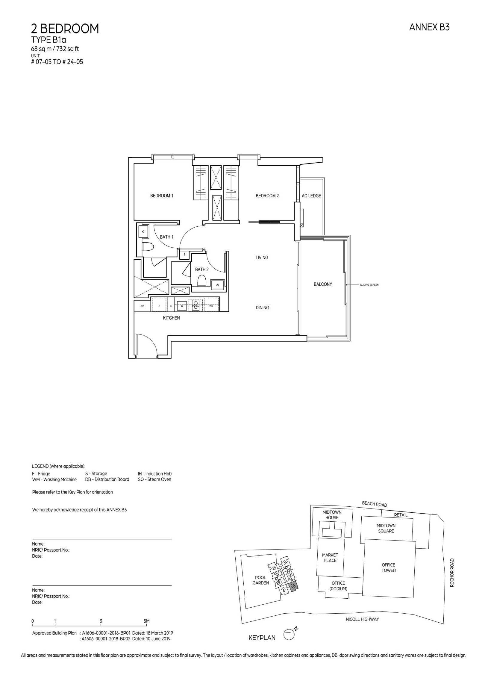 B1a · 732 sqft