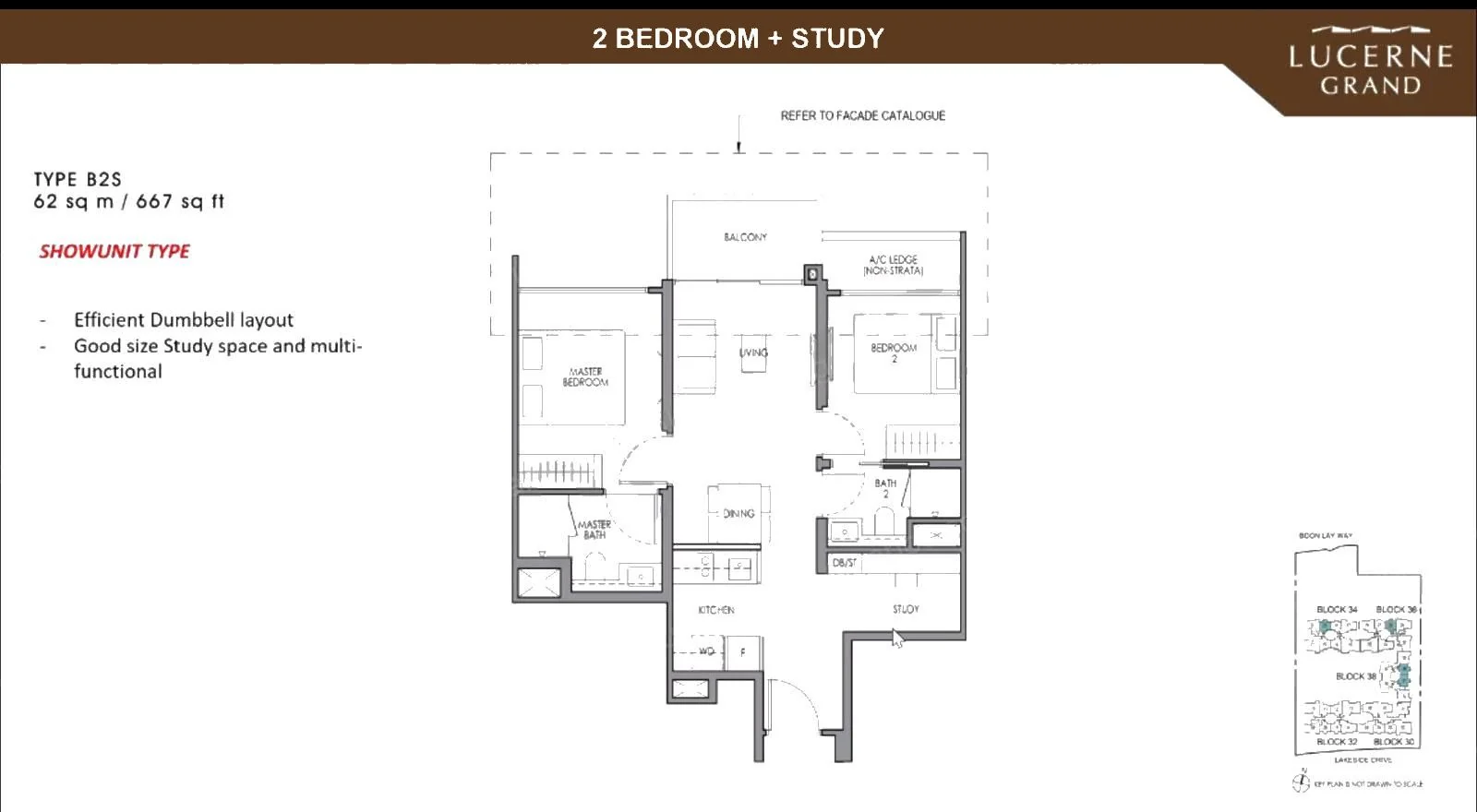 两房＋书房 · B2S · 667 sqft